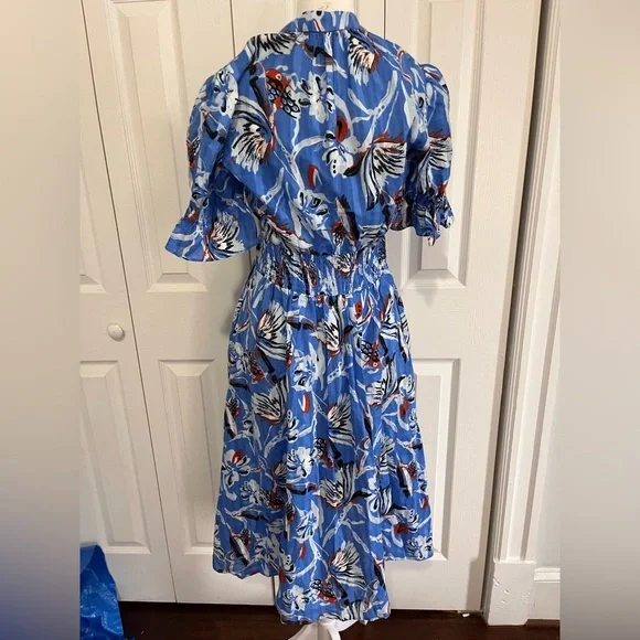 Diane Von Furstenberg Erica Blue Floral Print Maxi Dress Size 2 - Picture 3 of 4